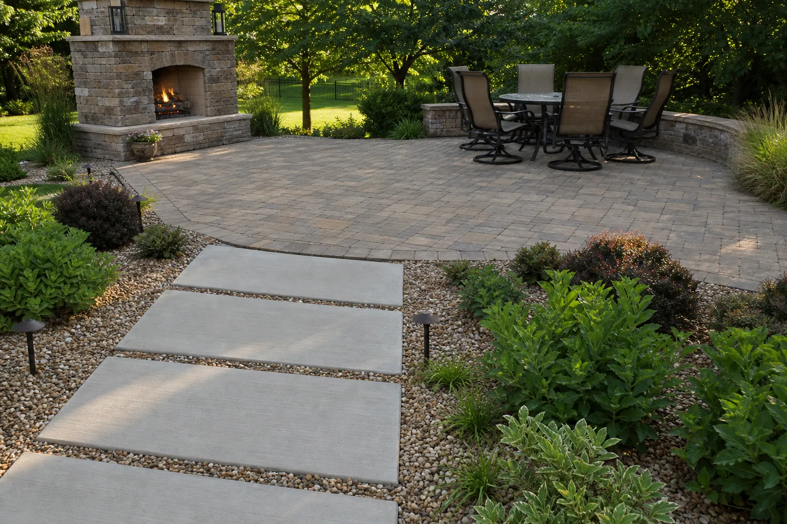 Stone walkway and patio