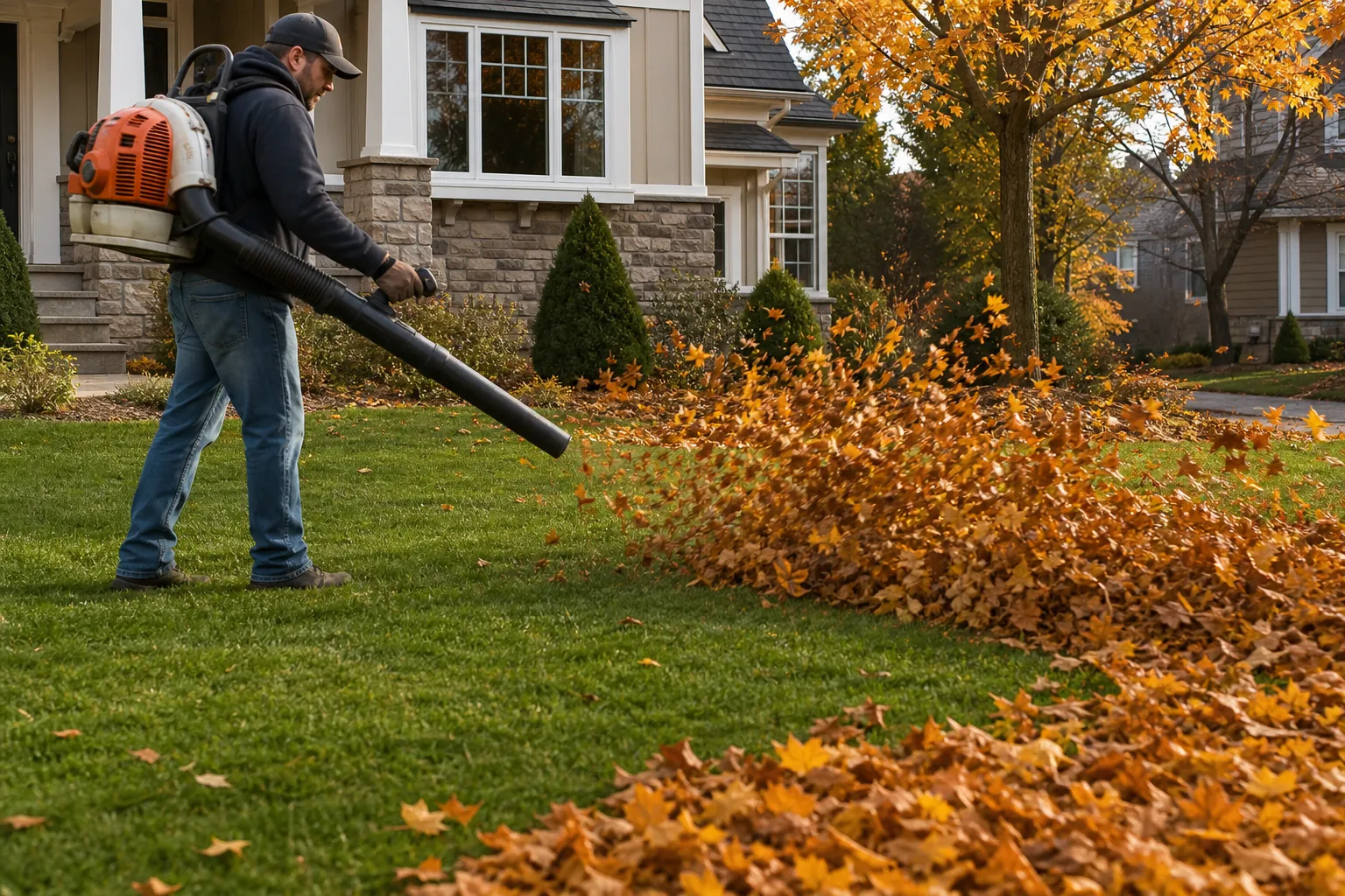 Fall leaf cleanup