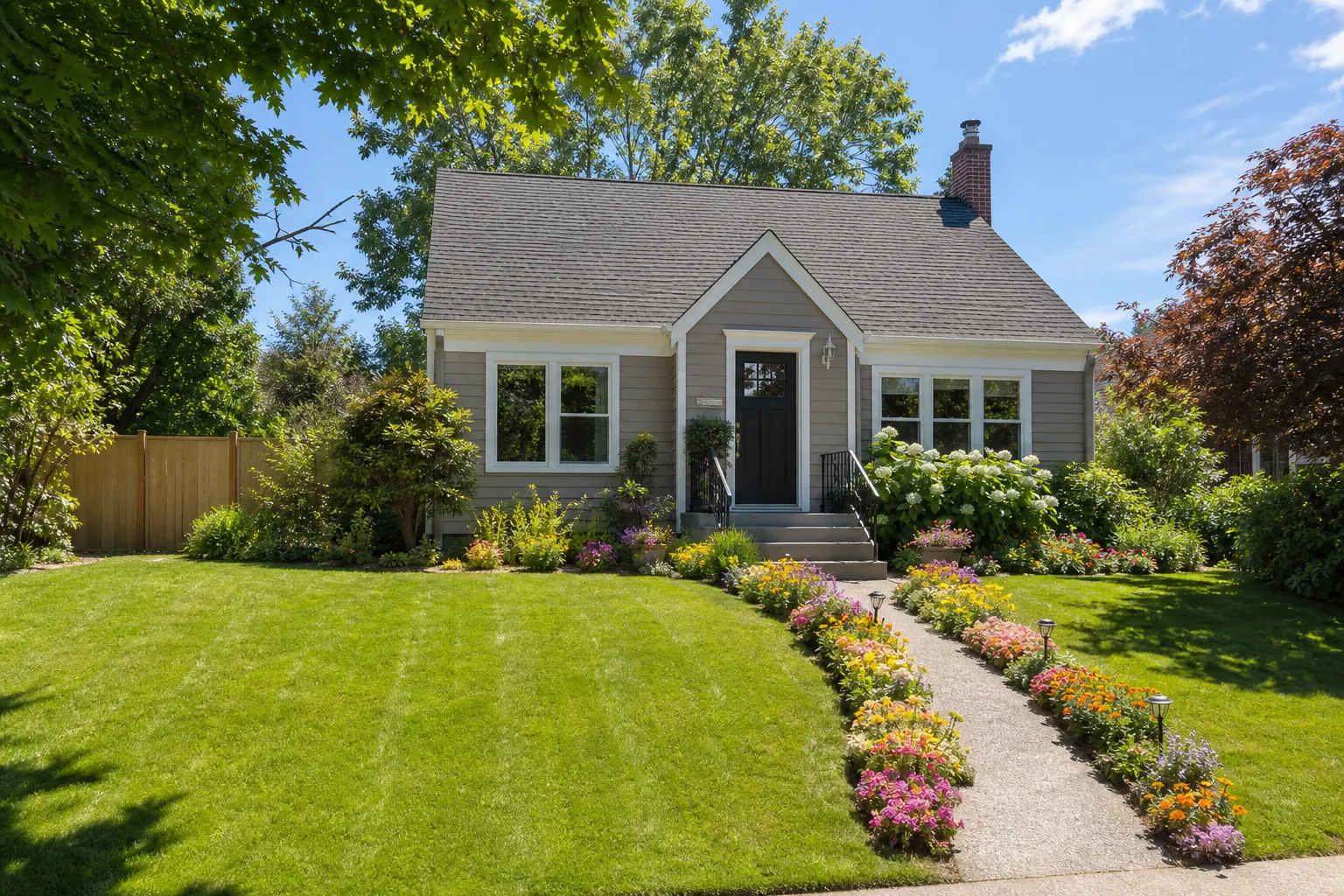Freshly maintained lawn